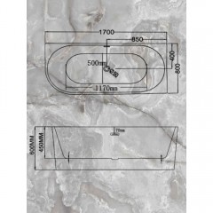 Ванна акриловая Watersense Aurora R 170x80 белый