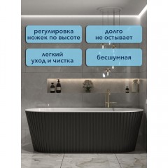 Ванна акриловая Watersense Lana 170x80 чёрный матовый