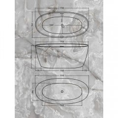 Ванна акриловая Watersense Milana 170x76 розовый матовый