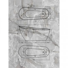 Ванна акриловая Watersense Rita 170x74 синий матовый