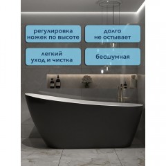 Ванна акриловая Watersense Rita 170x74 чёрный матовый
