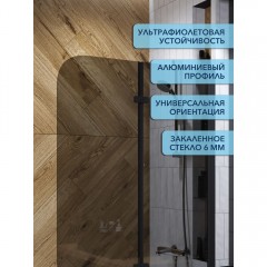 Шторка на ванну Watersense Nancy 100 чёрный матовый тонированное