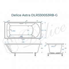 Ванна из литьевого мрамора Delice France Astra 150x70 DLR330053RB-G с ручками