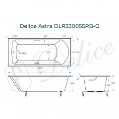 Ванна из литьевого мрамора Delice France Astra 170x70 DLR330055RB-G с ручками