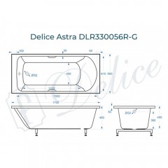 Ванна из литьевого мрамора Delice France Astra 170x80 DLR330056R-G с ручками