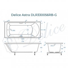 Ванна из литьевого мрамора Delice France Astra 170x80 DLR330056RB-G с ручками