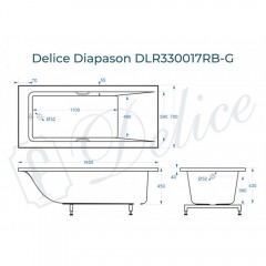 Ванна из литьевого мрамора Delice France Diapason 165x70 DLR330017RB-G с ручками