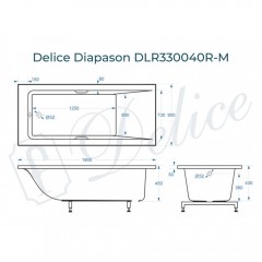 Ванна из литьевого мрамора Delice France Diapason 190x90 DLR330040R-M с ручками