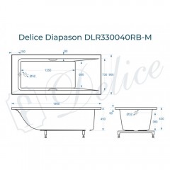 Ванна из литьевого мрамора Delice France Diapason 190x90 DLR330040RB-M с ручками