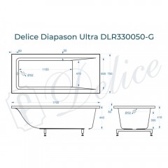 Ванна из литьевого мрамора Delice France Diapason Ultra 170x75 DLR330050-G