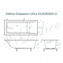 Ванна из литьевого мрамора Delice France Diapason Ultra 170x80 DLR330051-G