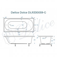 Ванна из литьевого мрамора Delice France Dolce 170x75 DLR330059-G
