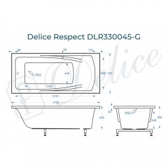 Ванна из литьевого мрамора Delice France Respect 170x75 DLR330045-G