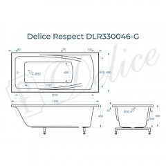 Ванна из литьевого мрамора Delice France Respect 170x80 DLR330046-G