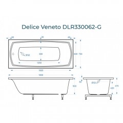 Ванна из литьевого мрамора Delice France Veneto 180x75 DLR330062-G