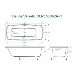 Ванна из литьевого мрамора Delice France Veneto 180x75 DLR330062R-G с ручками
