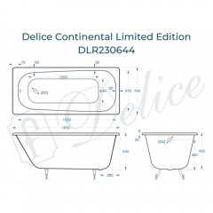 Ванна чугунная Delice France Continental Limited Edition 165x70 DLR230644
