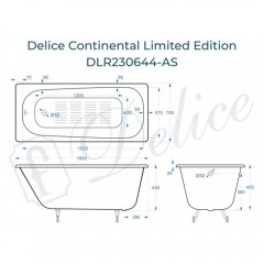 Ванна чугунная Delice France Continental Limited Edition 165x70 DLR230644-AS