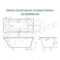 Ванна чугунная Delice France Continental Limited Edition 165x70 DLR230644R