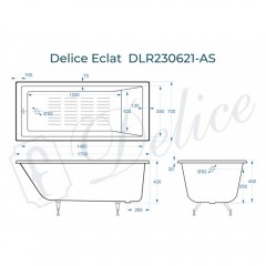 Ванна чугунная Delice France Eclat 170x70 DLR230621-AS