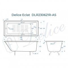 Ванна чугунная Delice France Eclat 170x70 DLR230621R-AS