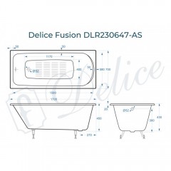 Ванна чугунная Delice France Fusion 170x70 DLR230647-AS