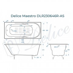 Ванна чугунная Delice France Maestro 200x85 DLR230646R-AS
