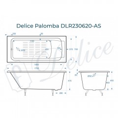 Ванна чугунная Delice France Palomba 170x70 DLR230620-AS