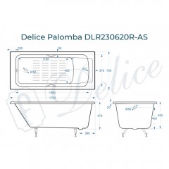 Ванна чугунная Delice France Palomba 170x70 DLR230620R-AS