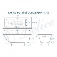 Ванна чугунная Delice France Parallel 160x70 с ручками DLR220504RB-AS