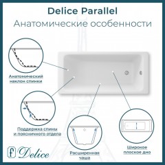 Ванна чугунная Delice France Parallel 170x70 с ручками DLR220505RB