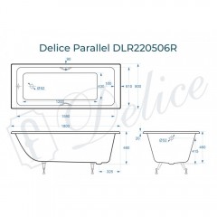 Ванна чугунная Delice France Parallel 180x80 с ручками DLR220506RB