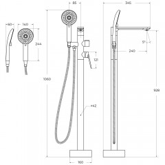 Смеситель для ванны напольный Cezares Comfort COMFORT-VDP-01