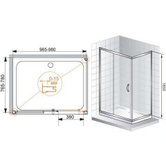 Душевой угол Cezares Pratico PRATICO-AH-1-100/80-C-Cr