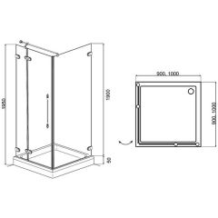 Душевой угол Am.Pm Serenity Supreme Swing D+W 90 L