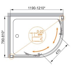 Душевой угол Cezares Family-M FAMILY-RH-2-120/80-P-Cr-M