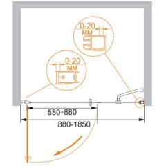 Душевая дверь Cezares Elena ELENA-W-B-11-80+90-C-Cr