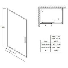 Душевая дверь Jacob Delafon Torsion E88C120L-GA