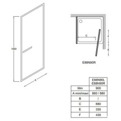 Душевая дверь Jacob Delafon Torsion E88N90L-GA