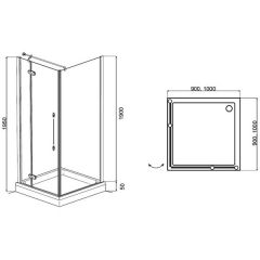 Душевой угол Am.Pm Serenity Extra Swing D+W 100 R