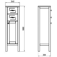Полупенал ASB-Woodline Римини 30 белый массив ясеня