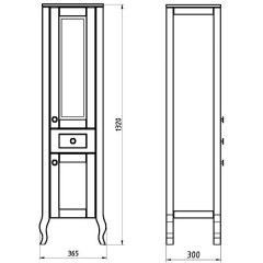 Полупенал ASB-Woodline Флоренция 30 белый массив ясеня