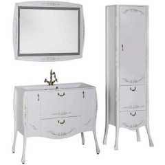 Пенал Aquanet Виктория 40 белый глянец/золото 00183922