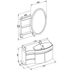 Комплект мебели Aquanet Опера 115 R черный 00169419