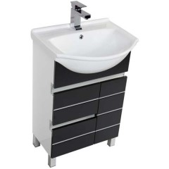 Тумба с раковиной Aquanet Доминика 55 черный 00170377 + 00169549