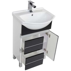 Тумба с раковиной Aquanet Доминика 55 черный 00170377 + 00169549