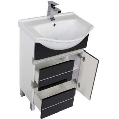 Тумба с раковиной Aquanet Доминика 60 черный 00171685 + 00170121
