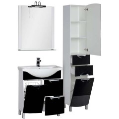 Тумба с раковиной Aquanet Асти 75 черный 00178256 + 00177619