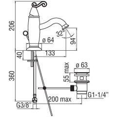 Смеситель Nobili Dubai DB00118/1GD