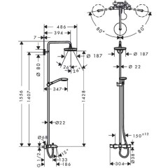 Душевой гарнитур Hansgrohe Croma Select S 180 2jet 27351400